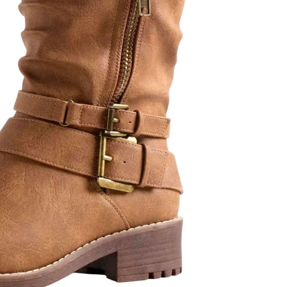 TORRID MOTO BOOTIE BOOTS NIB Cognac Colored  Side Zip  Size 8.5 Wide - Picture 5 of 16